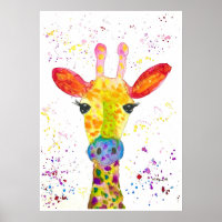 Giraffe Abstrakte Tiere Wild Niedliche Art Regenbo