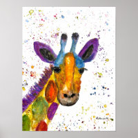 Giraffe Abstrakte Tiere Wild Niedliche Art Regenbo