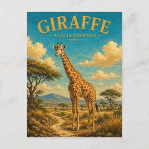 Giraffe-Akazien-Savanne-Wasserfarbe GeoSaga Postkarte