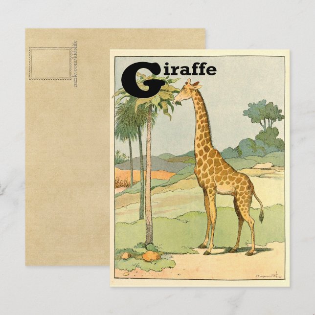 Giraffe Alphabet Animal Postkarte (Vorne/Hinten)
