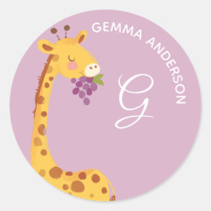 Giraffe ・ Alphabet Monogram Niedlich School Daycar Runder Aufkleber