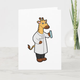 Giraffe als Arzt mit Reagenzglas Karte