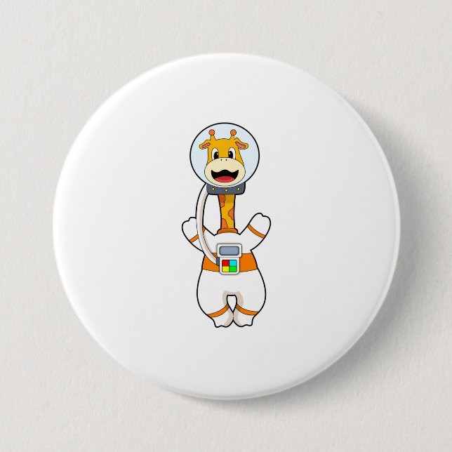 Giraffe als Astronaut in Kostüm Button (Vorderseite)