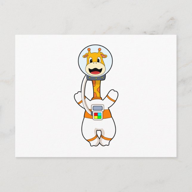 Giraffe als Astronaut in Kostüm Postkarte (Vorderseite)