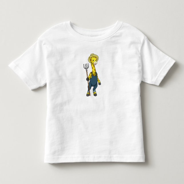 Giraffe als Bauer mit Pitchfork Kleinkind T-shirt (Vorderseite)