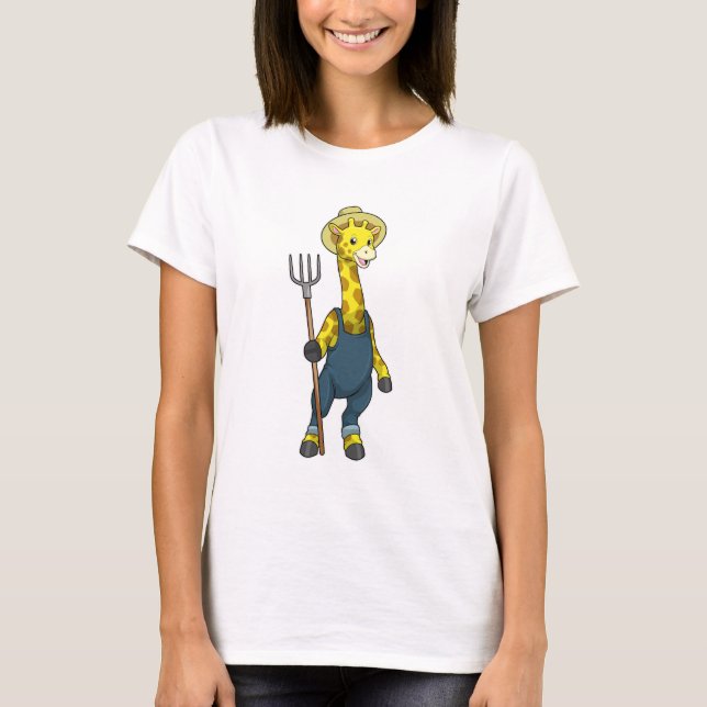 Giraffe als Bauer mit Pitchfork T-Shirt (Vorderseite)