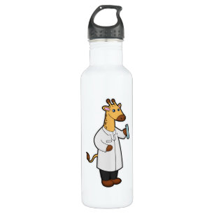 Giraffe als Doctor mit Testrohr Edelstahlflasche