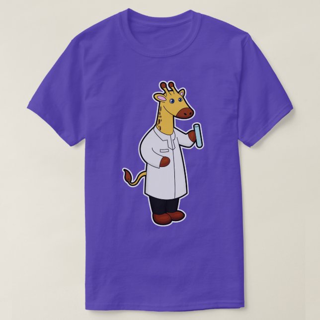 Giraffe als Doctor mit Testrohr T-Shirt (Design vorne)