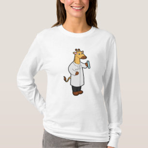 Giraffe als Doctor mit Testrohr T-Shirt