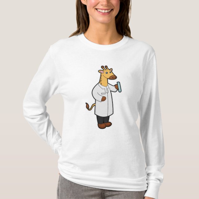 Giraffe als Doctor mit Testrohr T-Shirt (Vorderseite)