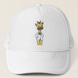 Giraffe als Doktor mit Notepad Truckerkappe