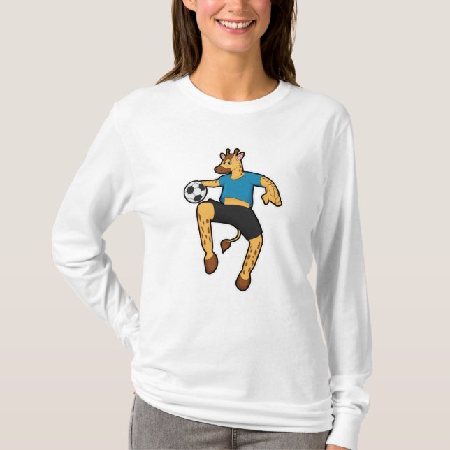 Giraffe als Fußballspieler mit Fußball T-Shirt (Vorderseite)
