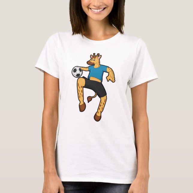 Giraffe als Fußballspieler mit Fußball T-Shirt (Vorderseite)