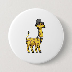 Giraffe als Gentleman mit Hut, Krawatte und Mustac Button