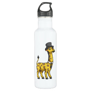Giraffe als Gentleman mit Hut, Krawatte und Mustac Edelstahlflasche