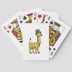Giraffe als Gentleman mit Hut, Krawatte und Mustac Spielkarten