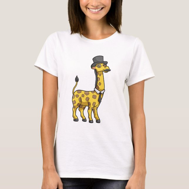 Giraffe als Gentleman mit Hut, Krawatte und Mustac T-Shirt (Vorderseite)