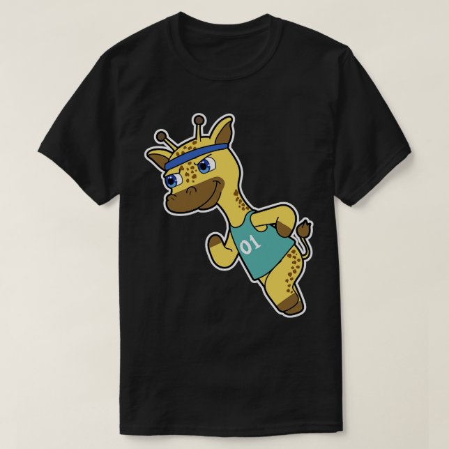 Giraffe als Jogger beim Laufen mit Kopf T-Shirt (Design vorne)