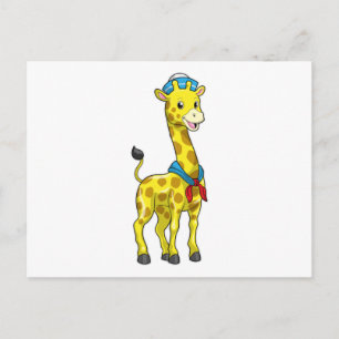 Giraffe als Matrose mit Matrosenhut Postkarte