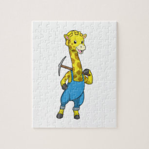 Giraffe als Miner mit Pickaxe