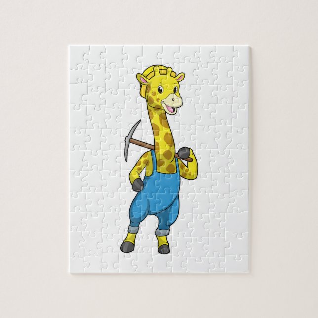 Giraffe als Miner mit Pickaxe (Vertikal)