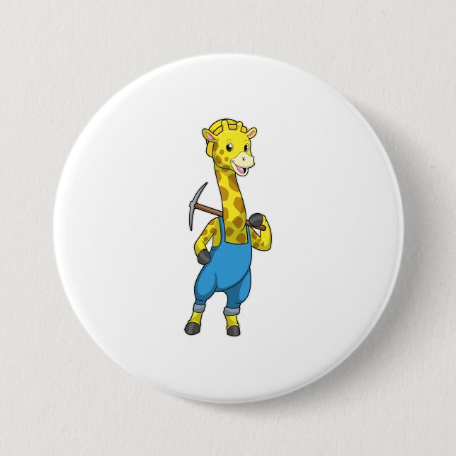 Giraffe als Miner mit Pickaxe Button (Vorderseite)
