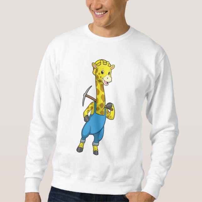 Giraffe als Miner mit Pickaxe Sweatshirt (Vorderseite)