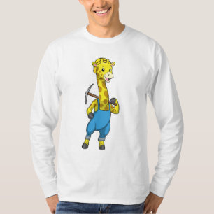 Giraffe als Miner mit Pickaxe T-Shirt