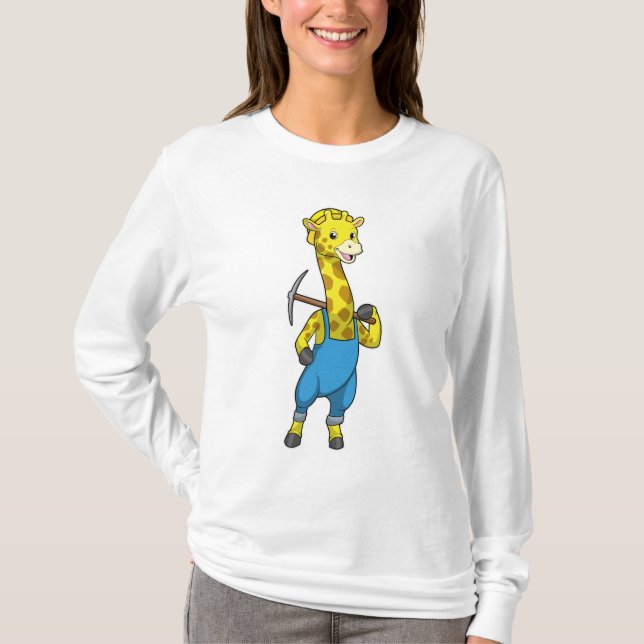 Giraffe als Miner mit Pickaxe T-Shirt (Vorderseite)