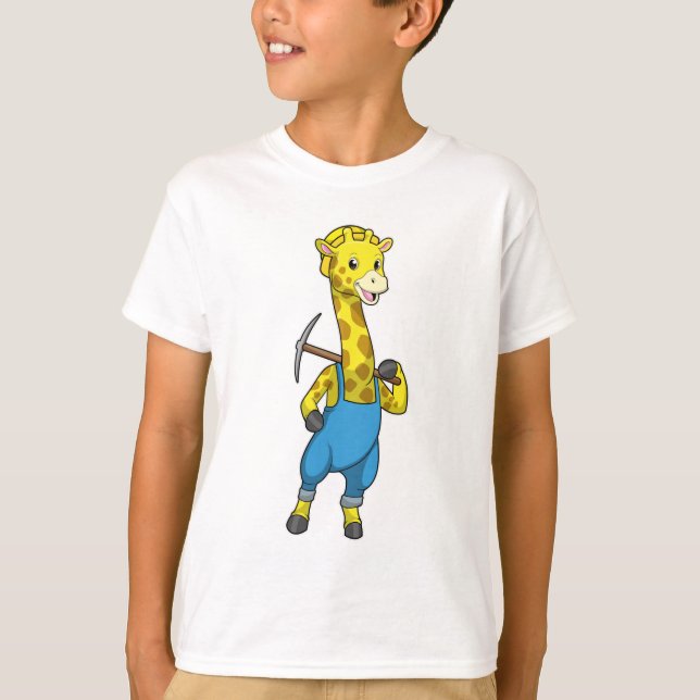 Giraffe als Miner mit Pickaxe T-Shirt (Vorderseite)