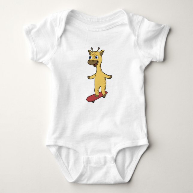 Giraffe als Skater mit Skateboard Baby Strampler (Vorderseite)