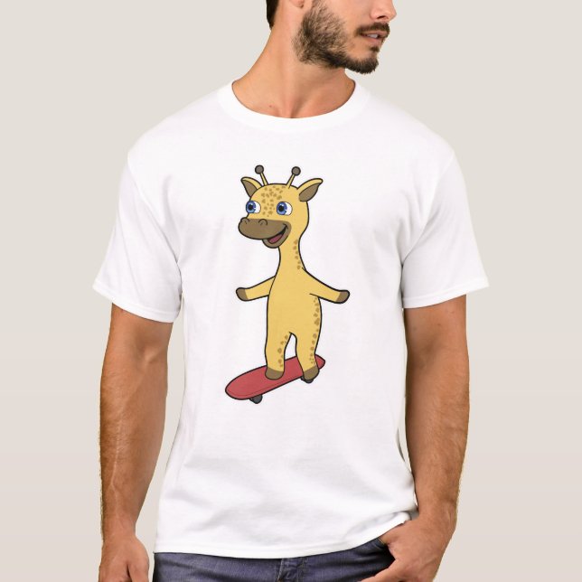 Giraffe als Skater mit Skateboard T-Shirt (Vorderseite)