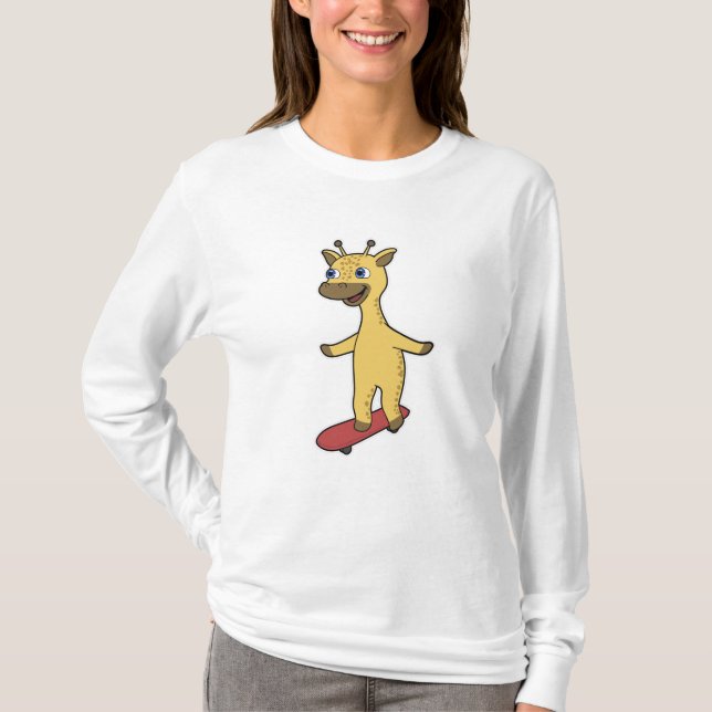 Giraffe als Skater mit Skateboard T-Shirt (Vorderseite)