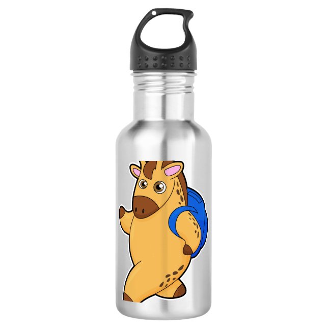 Giraffe als Student mit Rucksack Edelstahlflasche (Vorderseite)