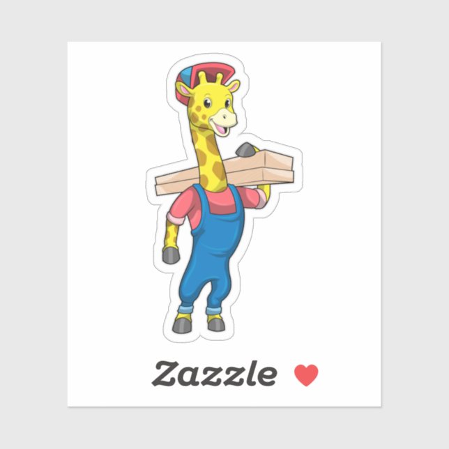 Giraffe als Tischler mit Holz Aufkleber (Blatt)