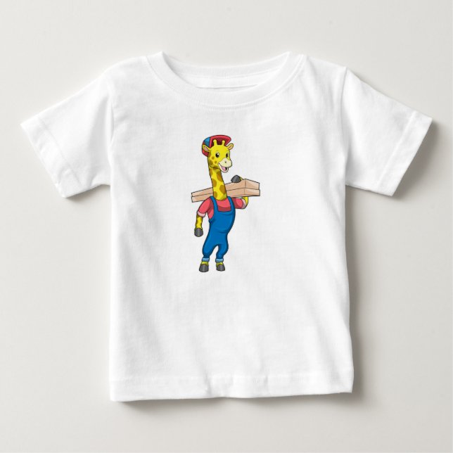 Giraffe als Tischler mit Holz Baby T-shirt (Vorderseite)