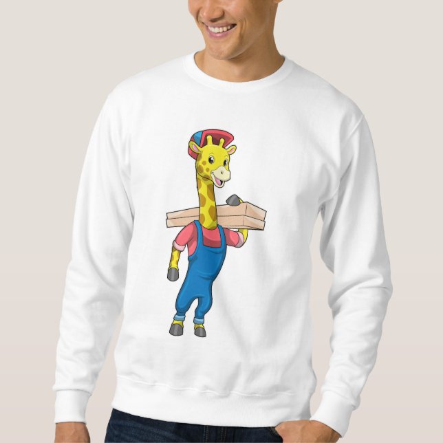 Giraffe als Tischler mit Holz Sweatshirt (Vorderseite)