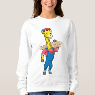 Giraffe als Tischler mit Holz Sweatshirt