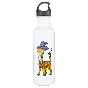 Giraffe als Zauberer mit Zauberstab & Hut Edelstahlflasche