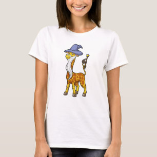 Giraffe als Zauberer mit Zauberstab & Hut T-Shirt
