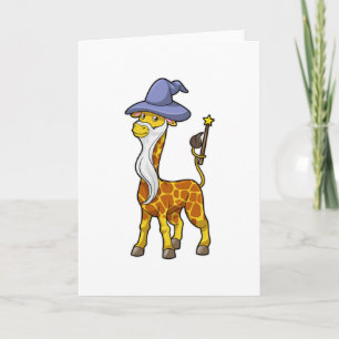 Giraffe als Zauberer mit Zauberstab und Hut Karte