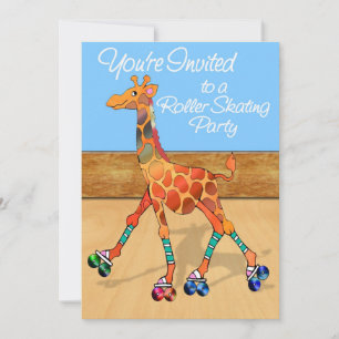 Giraffe am Rollen-Eisbahnen-Party Einladung