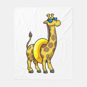 Giraffe am Strand mit Swim Ring & Sonnenbrille Fleecedecke