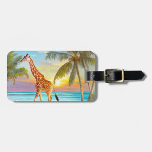 Giraffe am Strand Tropical Gepäckanhänger