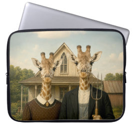 Giraffe American Gothic Bauernhof Laptopschutzhülle