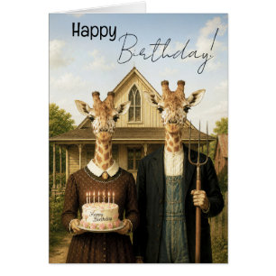 Giraffe American Gothic Farmstead Alles Gute zum G