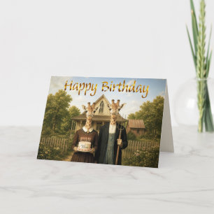 Giraffe American Gothic Farmstead Alles Gute zum G Karte