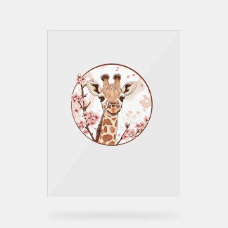 Giraffe Amidt Kirry Blossoms Circle Acrylschild