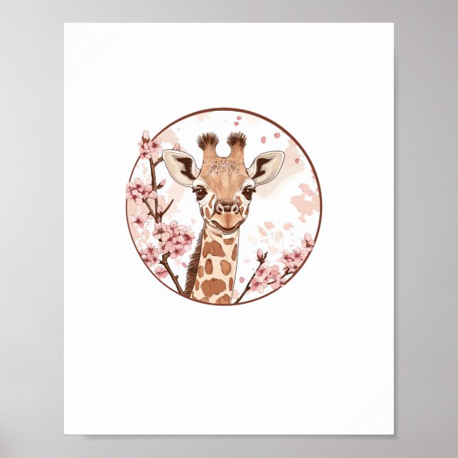 Giraffe Amidt Kirry Blossoms Circle Poster (Vorne)