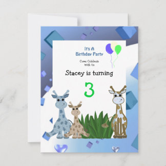 Giraffe Animal Birthday Einladung